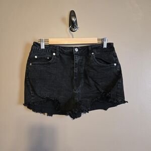 Love Tree Black Distressed Frayed Hem Jean Shorts